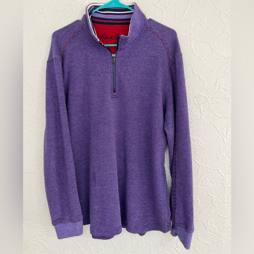 ROBERT GRAHAM Classic Fit purple 1/4 zip mock cotton sweater pullover Size XL